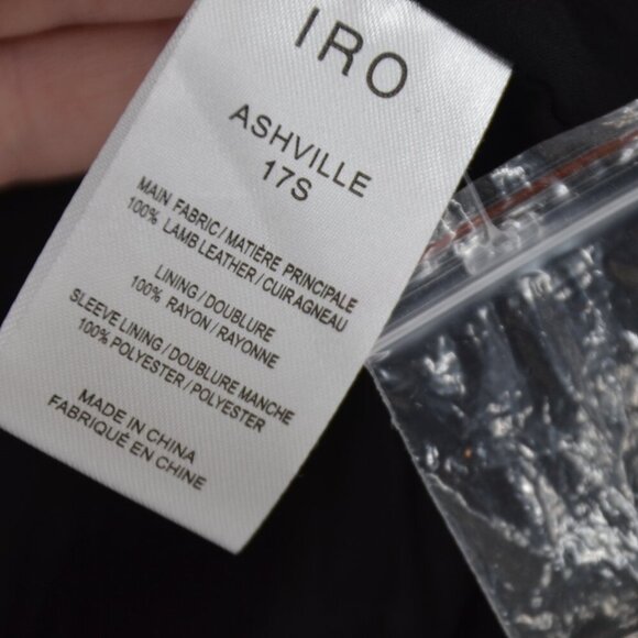 IRO Ashville Lamb Leather Moto Jacket Gray Women's 36 S Cropped Biker Zip Sleeve - Picture 10 of 10